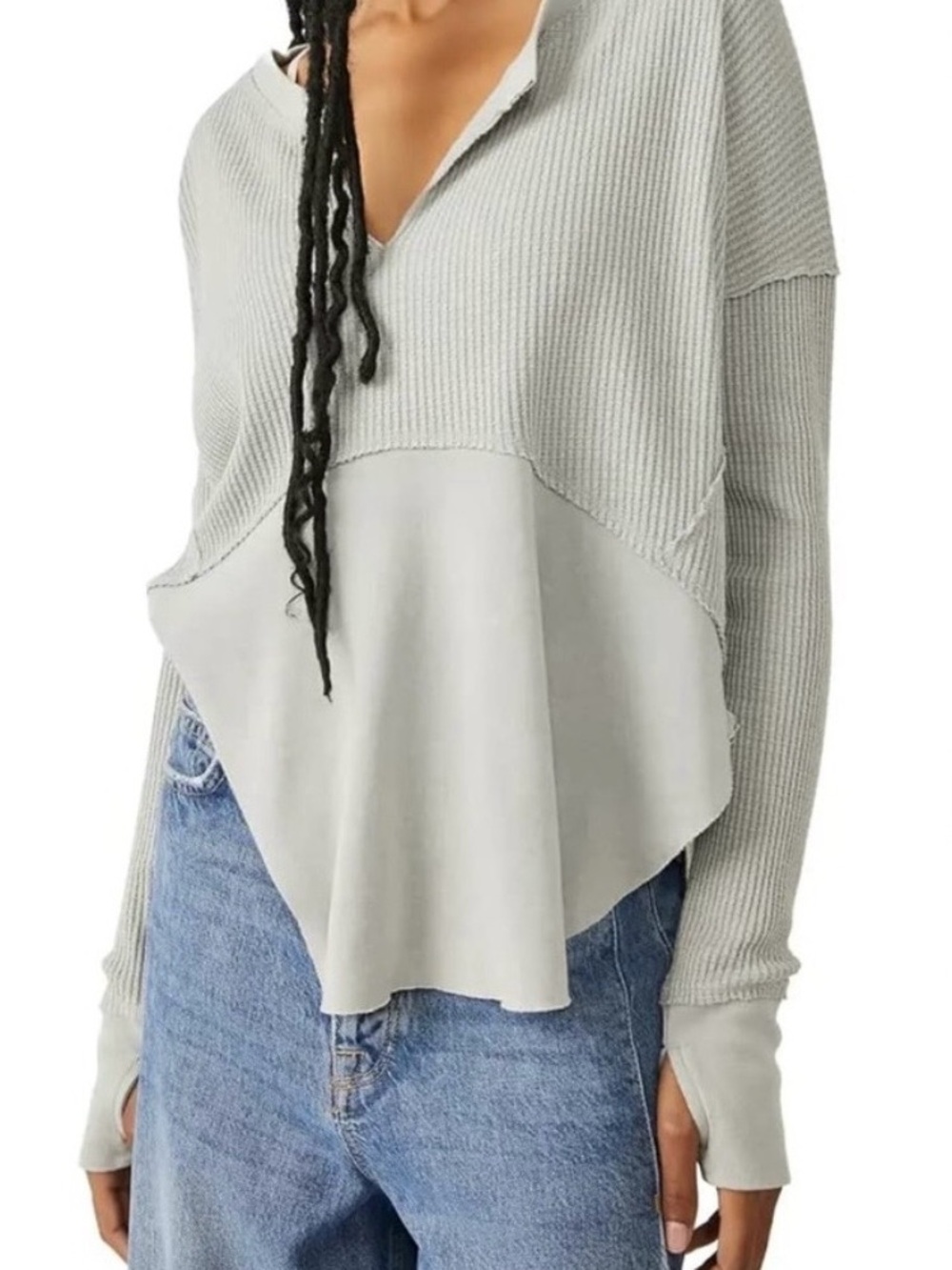 Free People We The Free Boho Slouchy Waffle Knit Top